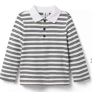 NWT- Janie and Jack Striped Kids Polo Shirt - Black and White
